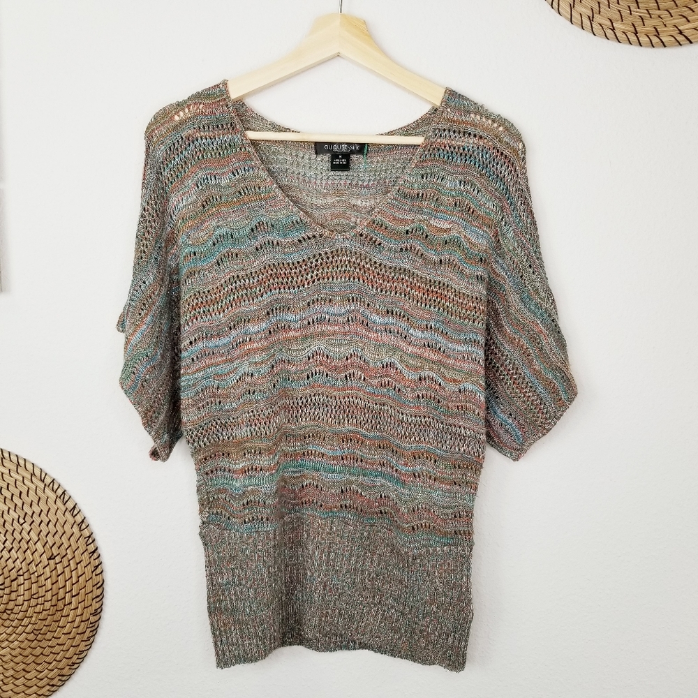 August Silk Batwing Multi Color Knit Sweater
